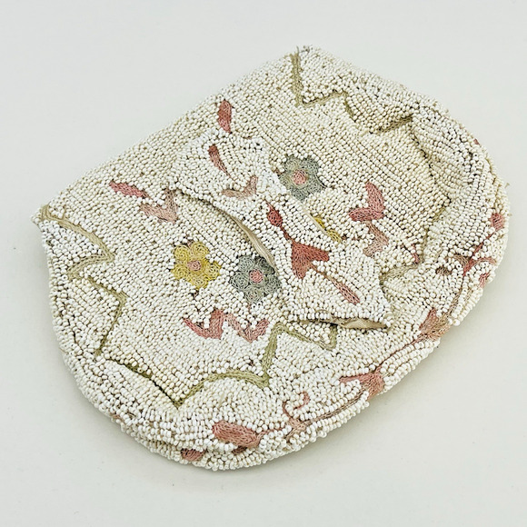 VTG Pastel Floral Beaded Wristlet Purse Envelope Clutch Lined Handmade Belgium - Picture 8 of 16